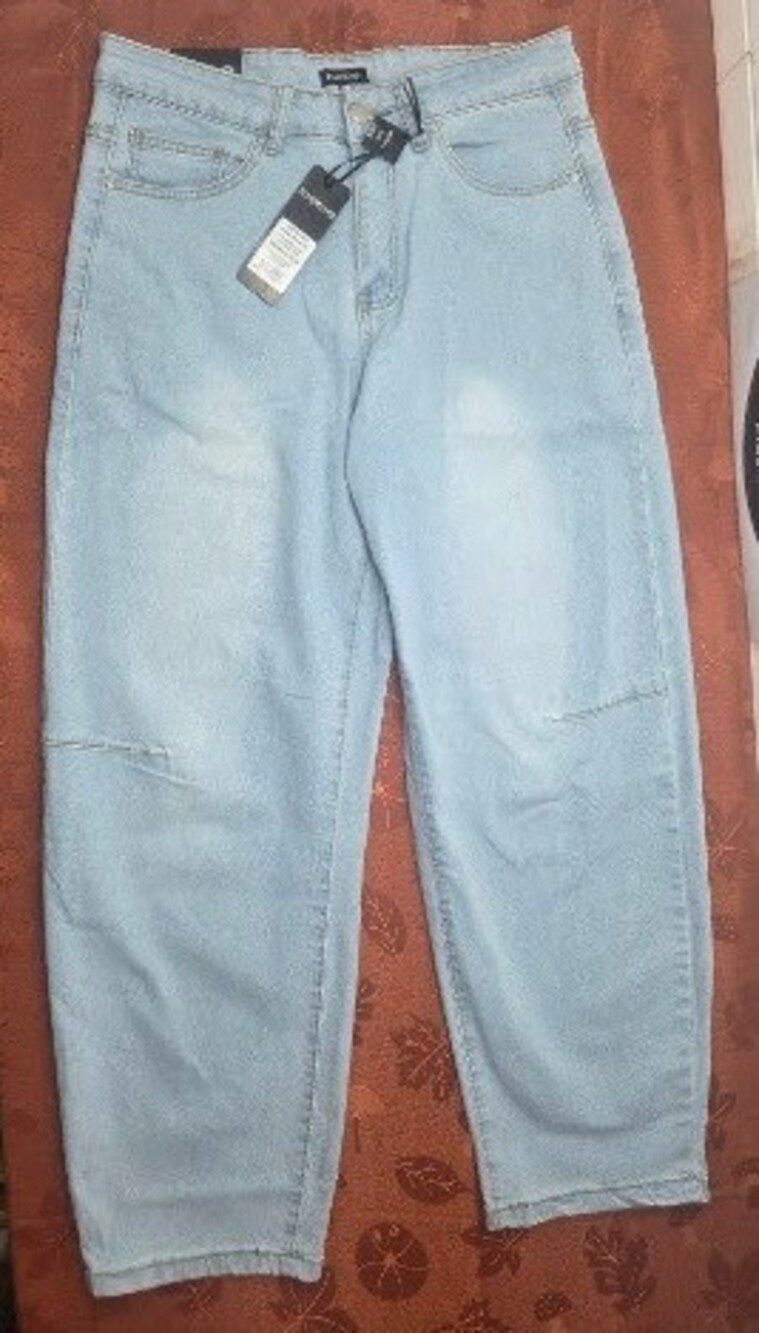 bebe The Barrel Jean High Rise Denim Women Light Blue 10/30 NWT